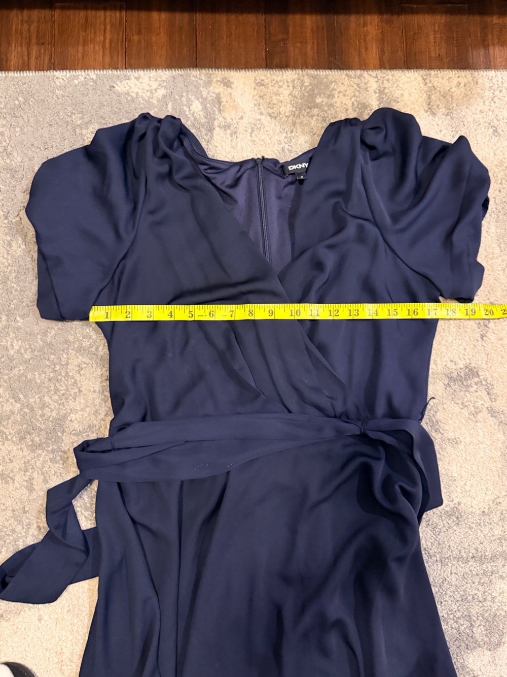 DKNY Deep Navy Wrap Midi Dress with Tie Waist - Picture 5 of 6